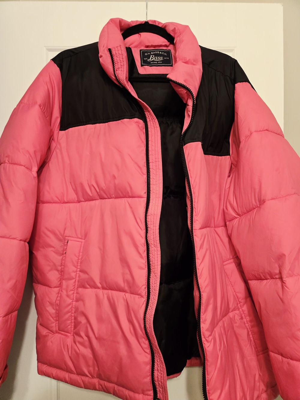 G.H. Bass & Co. Pink and Black Quilted Puffer Jacket XL